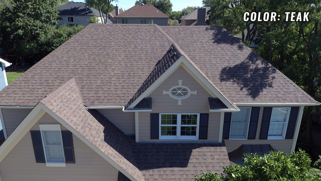 Teak Colored Roof Shingles on a Carol Stream Illinois Home